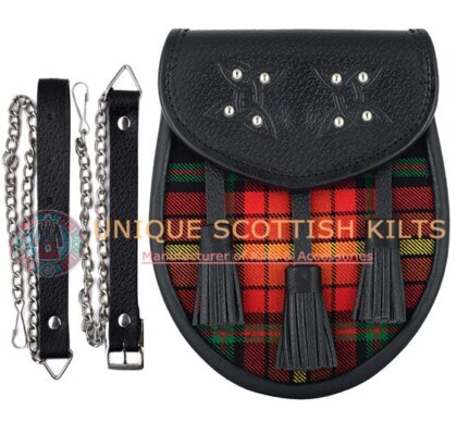 Black Leather Scottish LGBTQ Pride Tartan Sporran