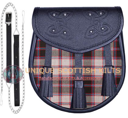 Black Leather Scottish MacPherson Hunting Modern tartan Sporran
