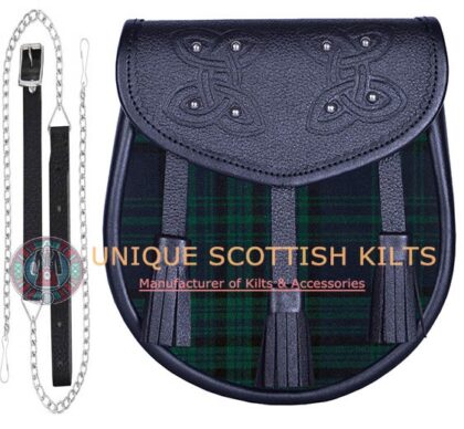 Black Leather Scottish Matheson Hunting Modern tartan Sporran