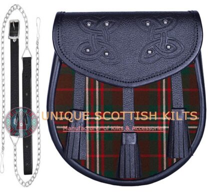 Black Leather Scottish Scott Hunting Modern tartan Sporran