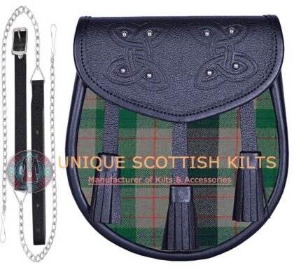 Black Leather Scottish Lloyd Welsh tartan Sporran