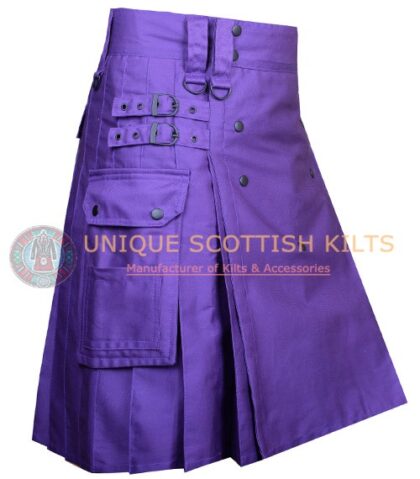 Scottish Handmade Purple Cotton Utility kilt