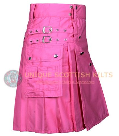 Scottish Handmade Pink Cotton Utility kilt
