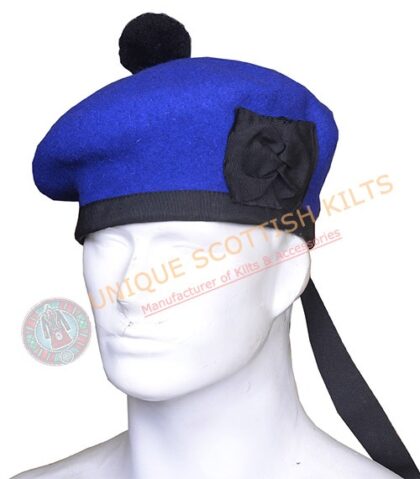 Scottish Military Kilt Cap Royal blue Wool Balmoral Bonnet Hat
