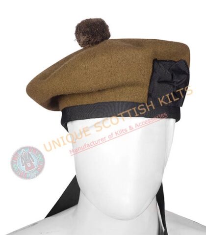 Scottish Military Kilt Cap Tan Wool Balmoral Bonnet Hat