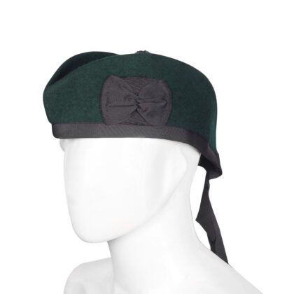 Glengarry Bonnet Scottish Military Piper Cap Solid Green Wool Hat