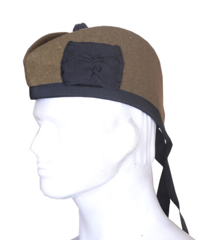 Glengarry Bonnet Scottish Military Piper Cap Tan Wool Hat