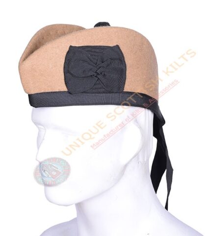 Glengarry Bonnet Scottish Military Piper Cap Khaki Wool Hat