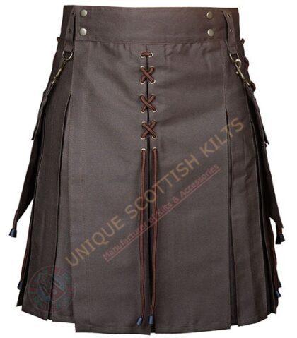 Scottish Handmade Brown Cotton Utility kilt