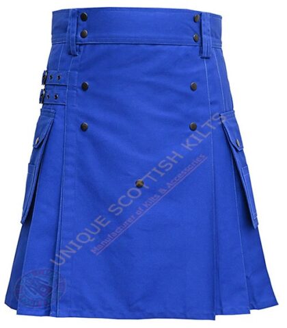 Scottish Handmade Royal Blue Cotton Utility kilt