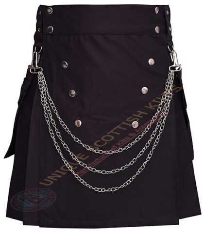 Scottish Handmade Gothic Cotton Utility kilt