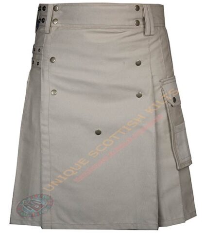 Scottish Handmade Khaki Cotton Utility kilt