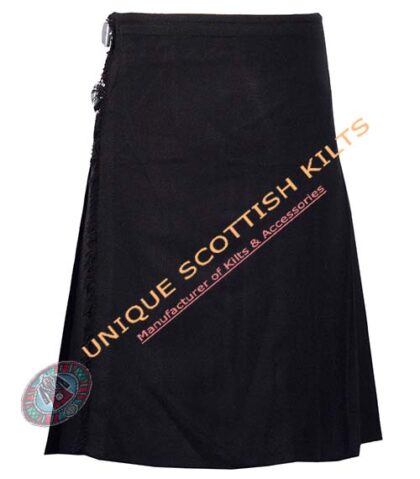 Solid Black Tartan Kilt
