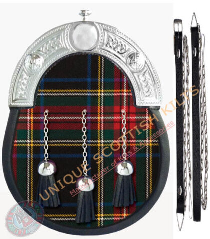 Black Stewart Tartan Dress Sporran