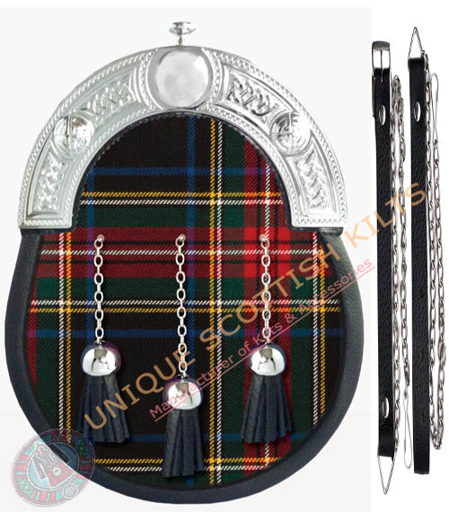 Black Stewart Tartan Dress Sporran