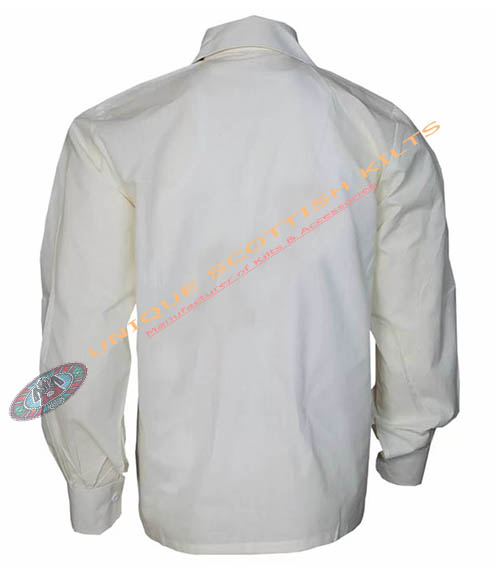 Handmade Scottish Jacobite Half White Ghillie Kilt Shirt Custom Made - Image 2