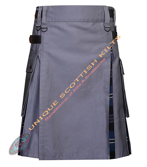 Scottish Handmade Heritage of Scotland Tartan Utility Kilt Grey Cotton Hybrid - Image 2