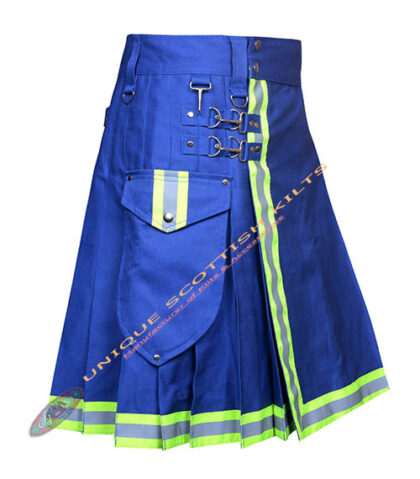 Handmade Firefighter Blue Cotton Fire Department Utility Kilt