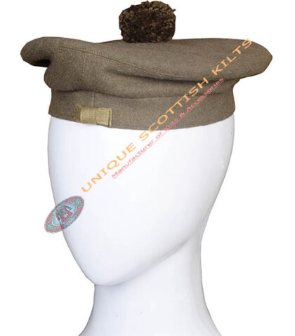 Premium Handmade Wool Blend Scottish Piper Lovat Green Tam O'shanter Balmoral Hat Kilt Cap