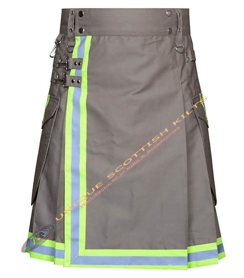 Handmade Firefighter Khaki Cotton Fire Department Utility Kilt - Image 2