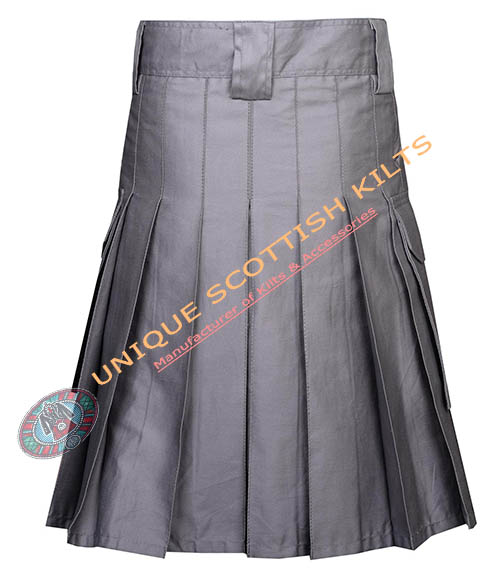 Grey Cotton Utility Kilt Tactical Style Kilt - Image 4