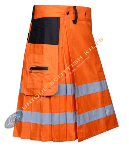 Handmade Firefighter Orange Cotton Fire Department Utility Kilt