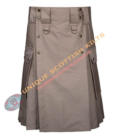 Khaki Cotton Utility Kilt Tactical Style Kilt