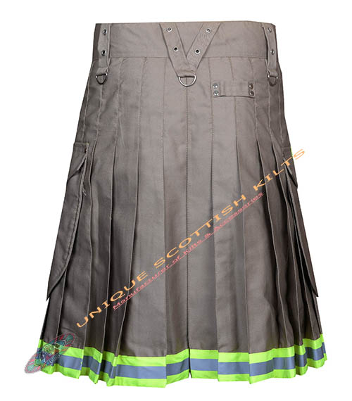 Handmade Firefighter Khaki Cotton Fire Department Utility Kilt - Image 4