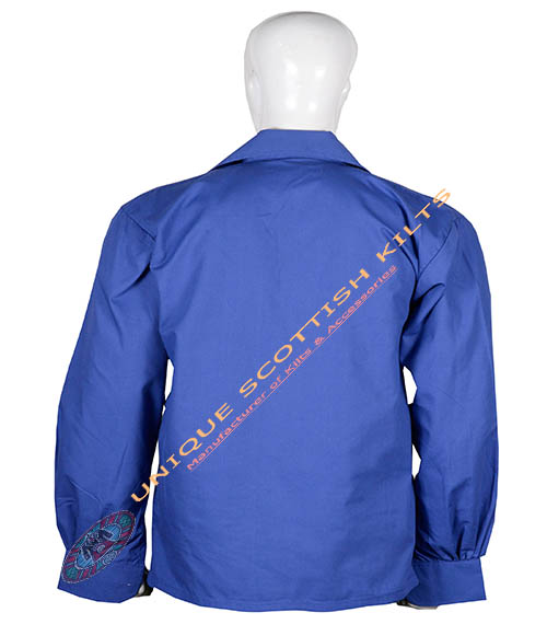 Handmade Scottish Jacobite Royal Blue Ghillie Kilt Shirt Custom Made - Image 3