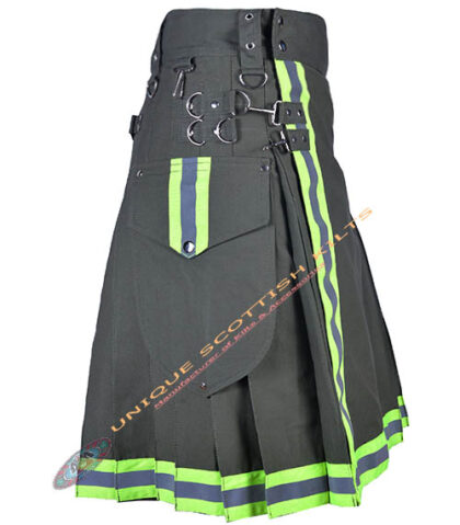 Handmade Firefighter Olive Green Cotton Fire Department Utility Kilt