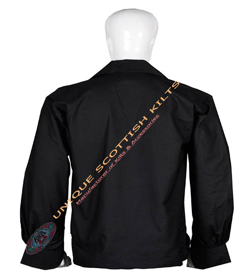 Handmade Scottish Jacobite Black Ghillie Kilt Shirt Custom Made - Image 3