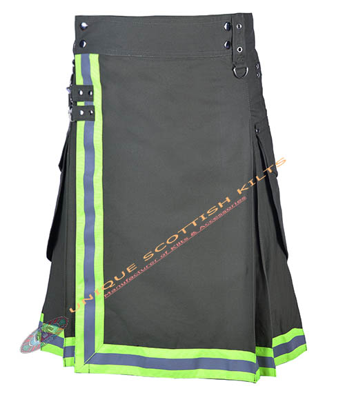 Handmade Firefighter Olive Green Cotton Fire Department Utility Kilt - Image 2