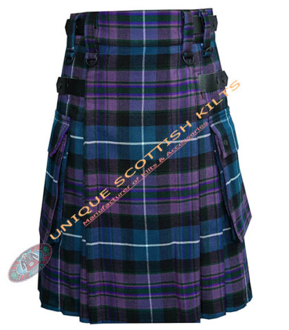 Pride of Scotland Tartan Utility Kilt With Adjustable Leather Straps