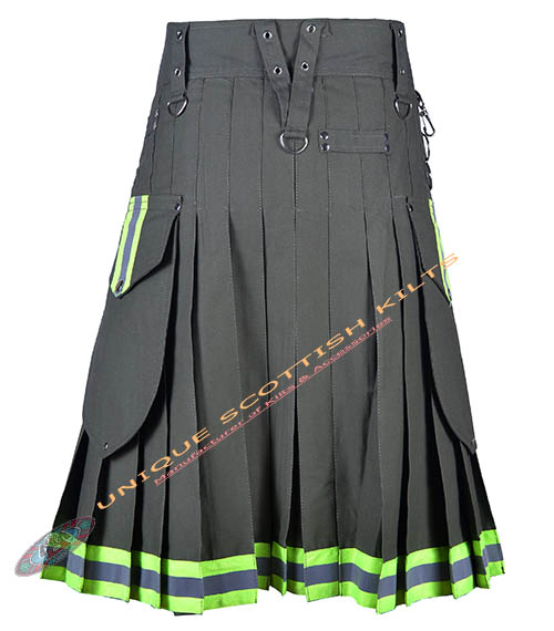 Handmade Firefighter Olive Green Cotton Fire Department Utility Kilt - Image 4