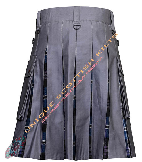 Scottish Handmade Heritage of Scotland Tartan Utility Kilt Grey Cotton Hybrid - Image 4