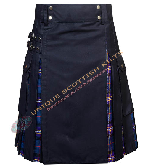 Handmade Masonic Tartan Utility Kilt Black Cotton Hybrid - Image 2