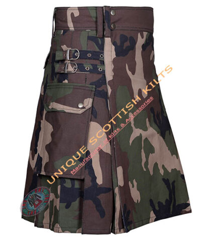 Scottish Handmade Military camo Utility Kilt With adjustable Buckles