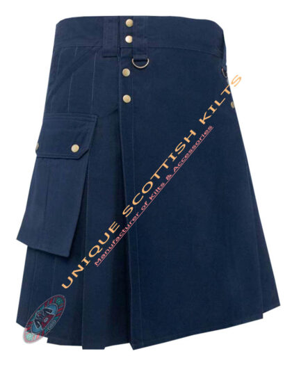 Navy Blue Cotton Adjust able Utility Kilt