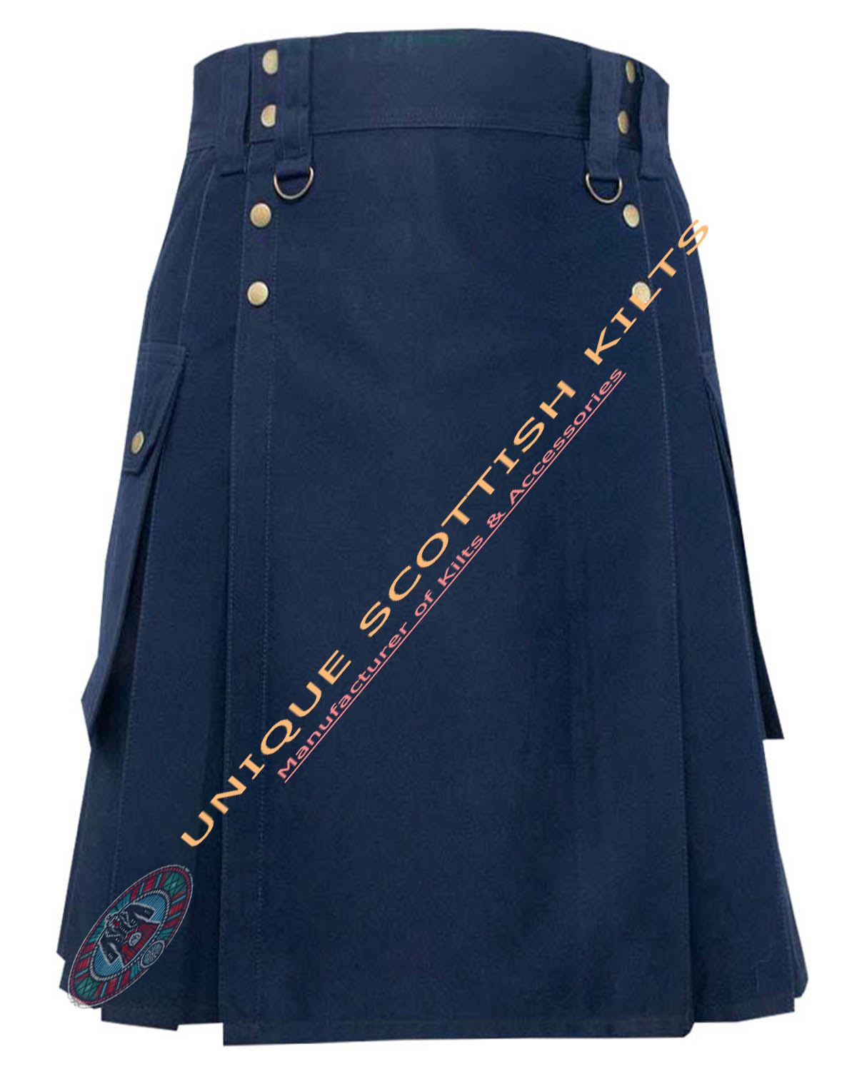 Navy Blue Cotton Adjust able Utility Kilt - Image 2