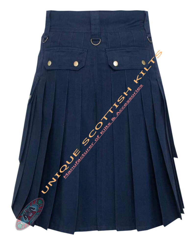 Navy Blue Cotton Adjust able Utility Kilt - Image 3