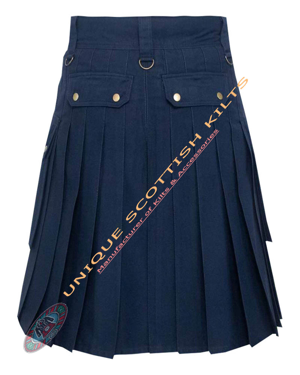 Navy Blue Cotton Adjust able Utility Kilt - Image 3