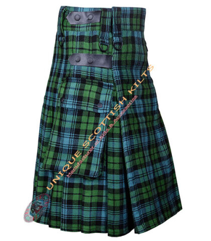 Campbell Ancient Tartan Utility Kilt With Adjustable Leather Straps