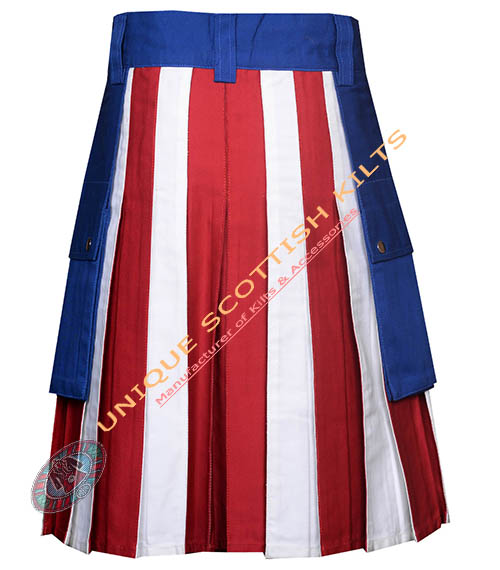 Handmade American Flag Cotton Utility Kilt. USA Flag Hybrid Kilt - Image 4
