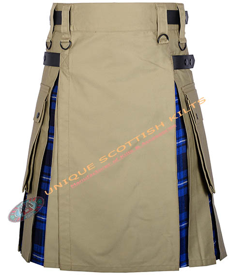 Handmade American Patriot Tartan Utility Kilt With Khaki Cotton Hybrid - Image 2