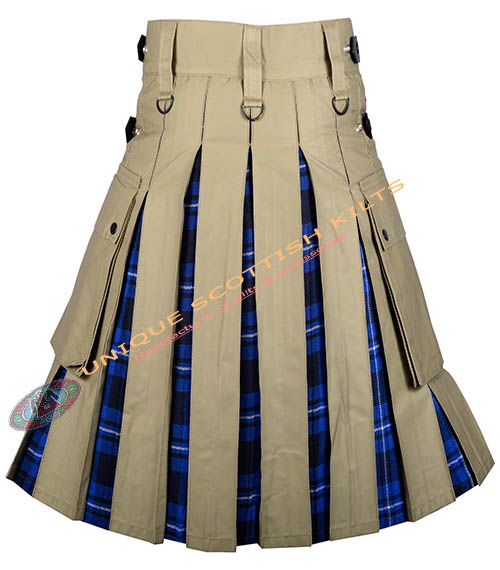 Handmade American Patriot Tartan Utility Kilt With Khaki Cotton Hybrid - Image 3