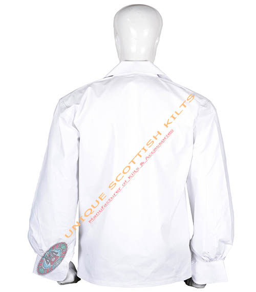 Handmade Scottish Jacobite White Ghillie Kilt Shirt Custom Made - Image 3