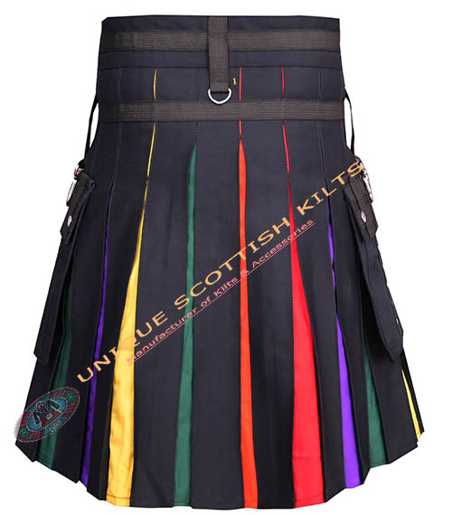 Handmade Rainbow Hybrid Pride Kilt LGBT Gay Kilt, Gothic Utility Kilts - Image 4