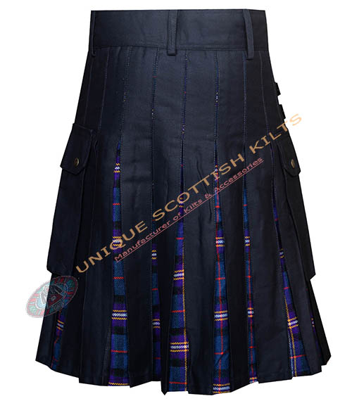 Handmade Masonic Tartan Utility Kilt Black Cotton Hybrid - Image 4