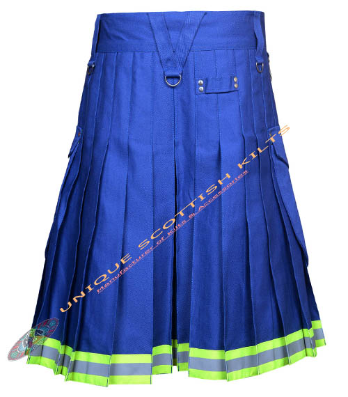 Handmade Firefighter Blue Cotton Fire Department Utility Kilt - Image 4