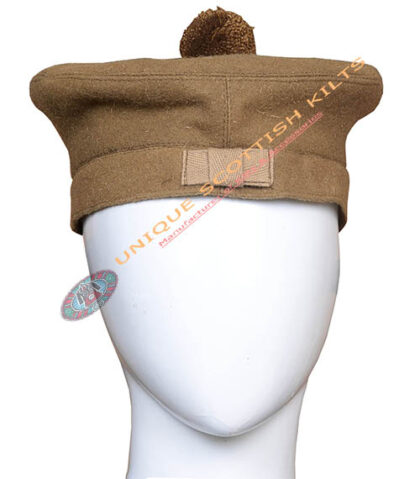 Premium Handmade Wool Blend Scottish Piper Plain Camel Tam O'shanter Balmoral Hat Kilt Cap